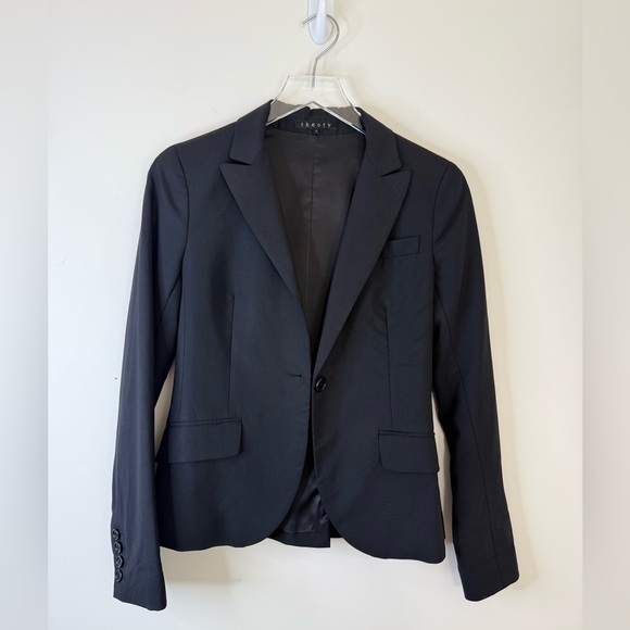 Theory Black Wool Blazer Jacket Size 4 - Picture 9 of 11